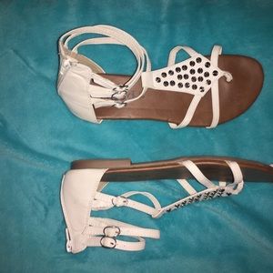 White studded sandals